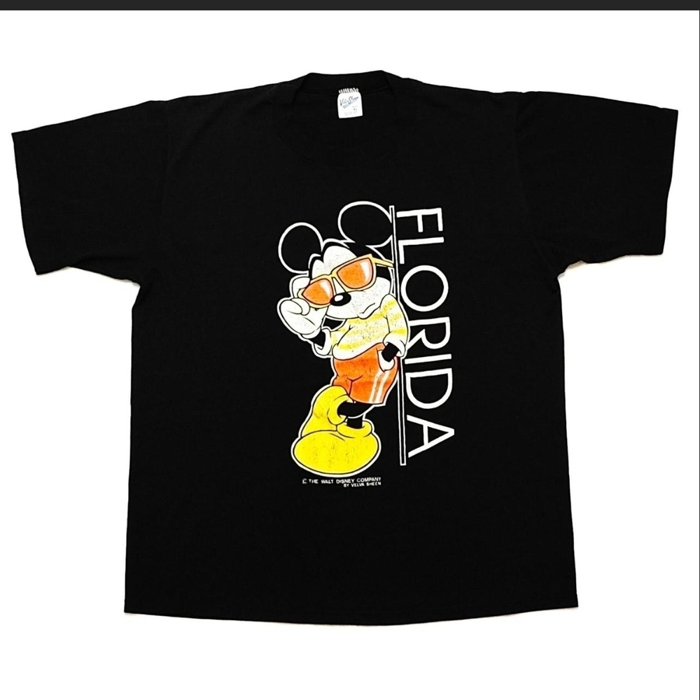 Vtg 80s Disney Mickey Mouse Florida T-Shirt Velva Sheen Made in USA Large
